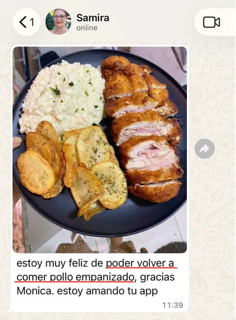 Testimonio de Samira por WhatsApp