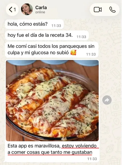 Testimonio de Carla por WhatsApp